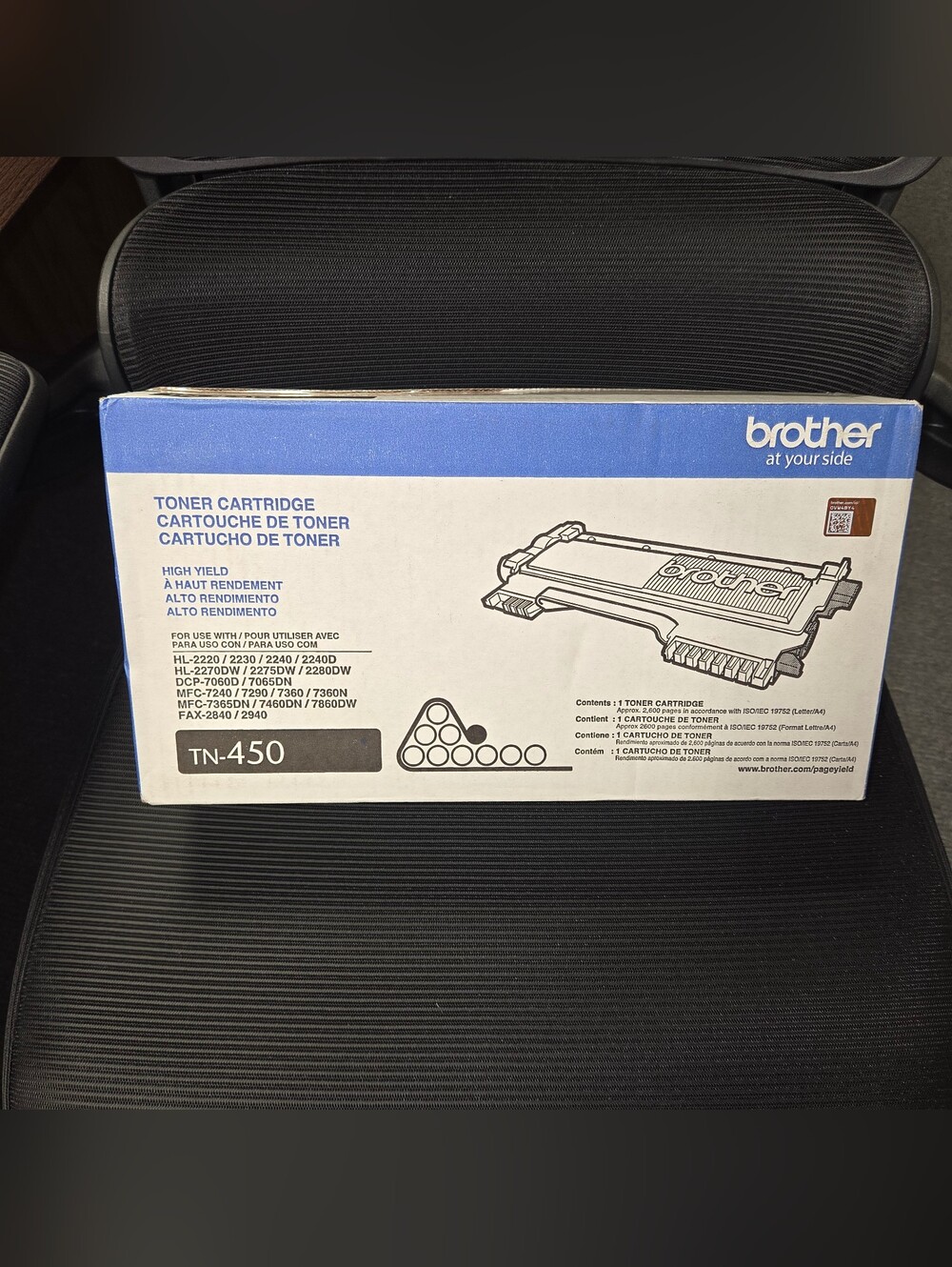 BROTHER TN-450 TN450 BLACK Toner High Yield Genuine OEM - Factory Sealed